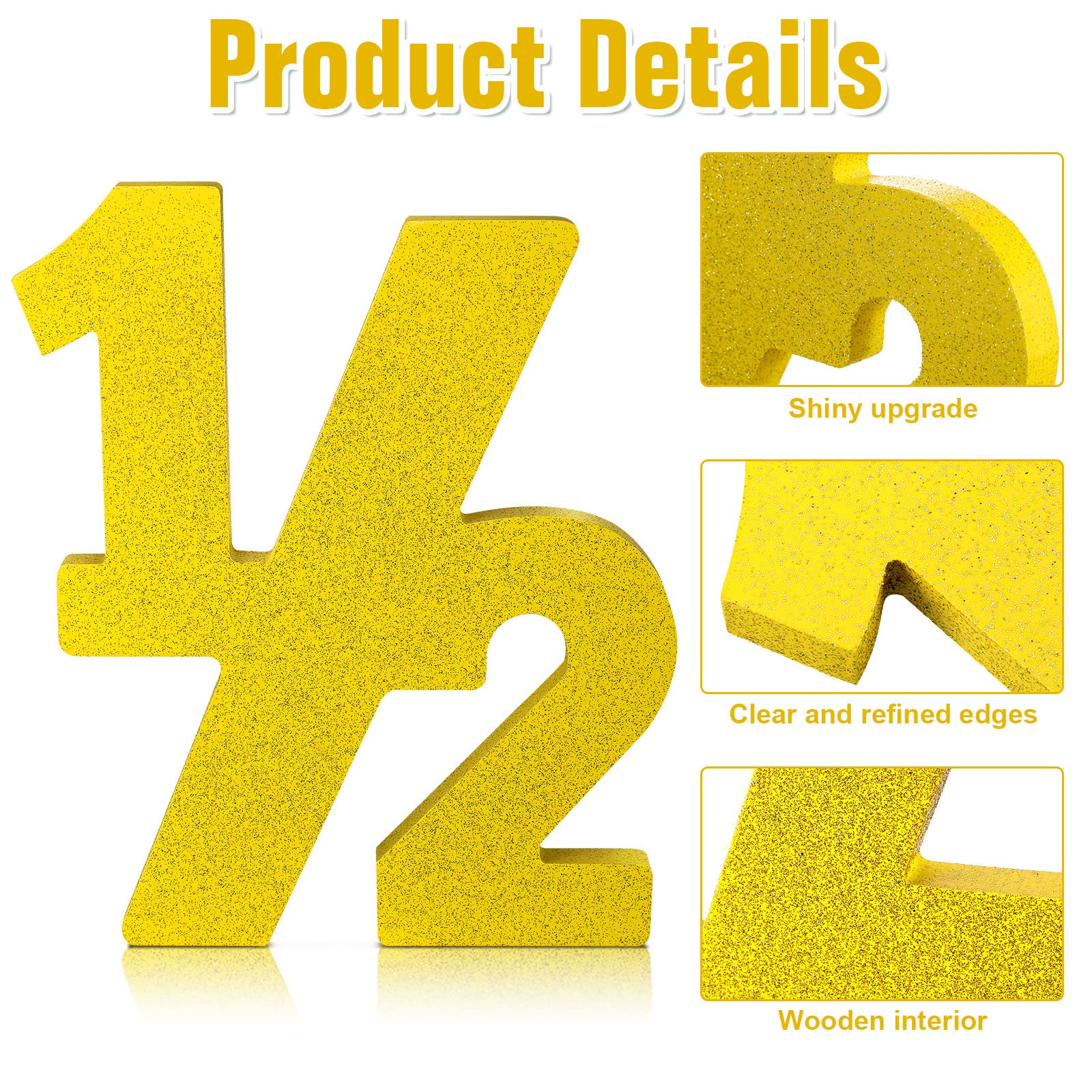 Chunful Half Number Sign Glitter 1/2 Baby Birthday Party Supplies Half Birthday Decorations Freestanding 6 Month Photo Prop Deco